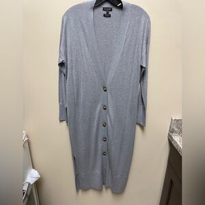 Gray Long Cardigan Sweater